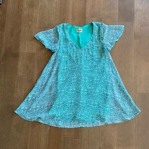 Show Me Your Mumu Kylie Dress Blue Green Little Lady Lolo Block Print Kantha